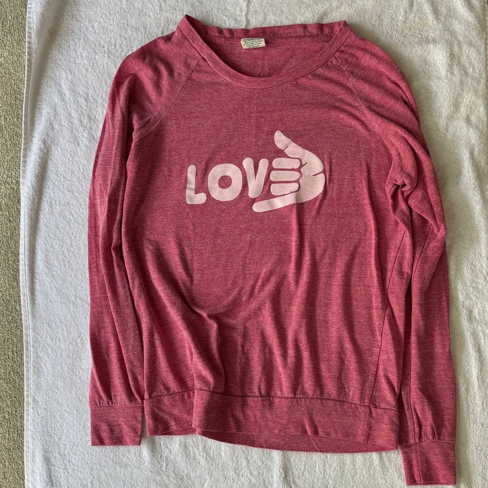 Women's Casual Pink Love Shaka Graphic Sweater